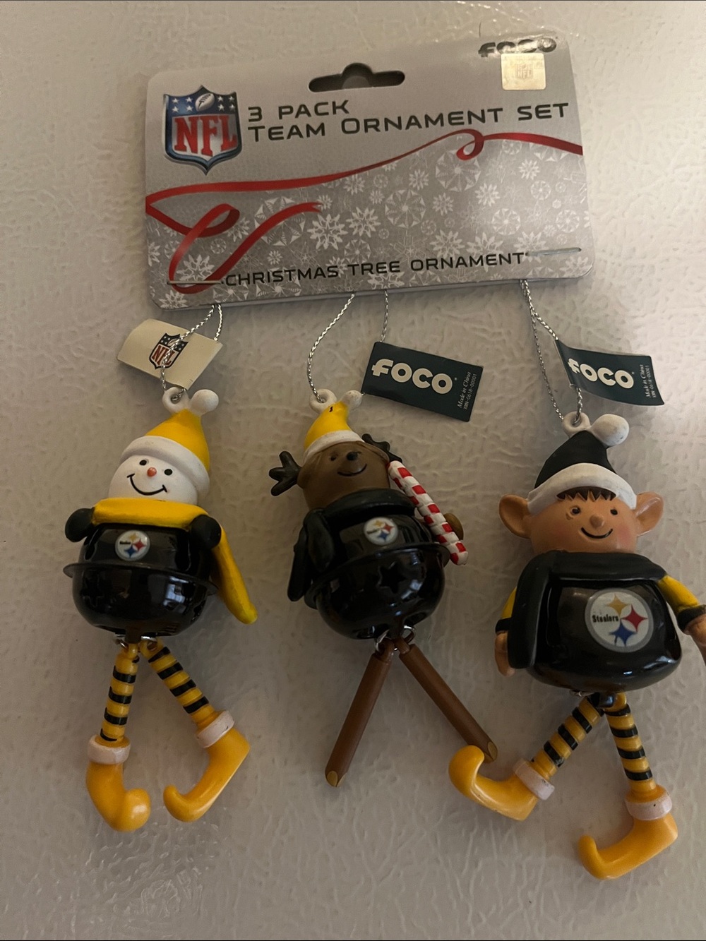 NFL Pittsburgh Steelers Black and Yellow 3-Pack Team Ornaments